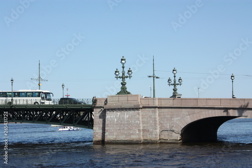 river view, boats and metal bridge