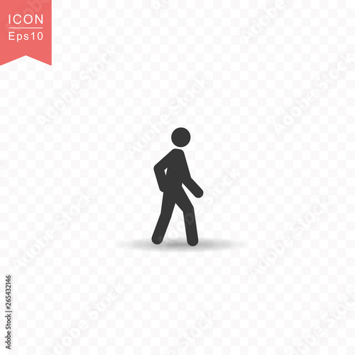 Stick figure a man walking silhouette icon simple flat style vector illustration on transparent background.