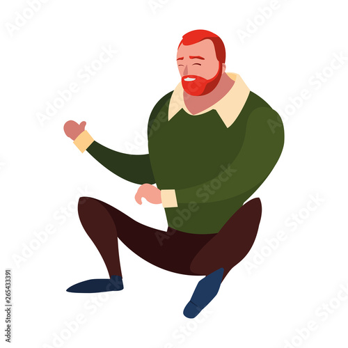 strong and bearded man seated