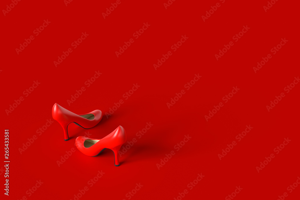 High-heeled shoes red color. - obrazy, fototapety, plakaty 