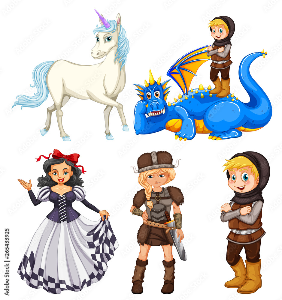 Fototapeta premium Set of medieval cartoon character