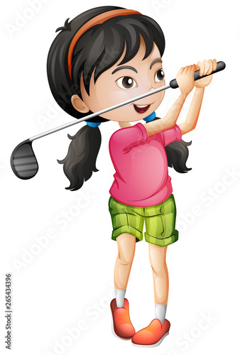 A female golfer character