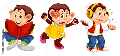 Set of monkey character