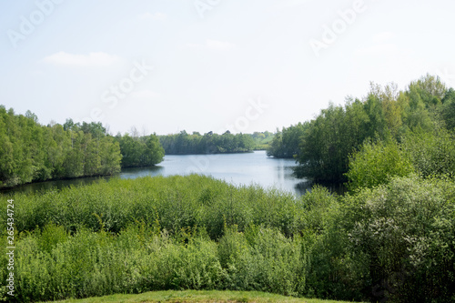 nahblick auf den see und die landschaft in geeste emsland deutschland fotografiert während eines spaziergangs in der natur an einem sonnigen tag