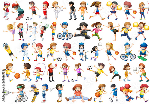 Fényképezés Set of sport kids character