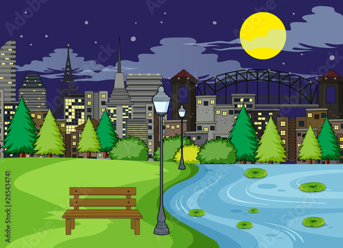 A park scene at night