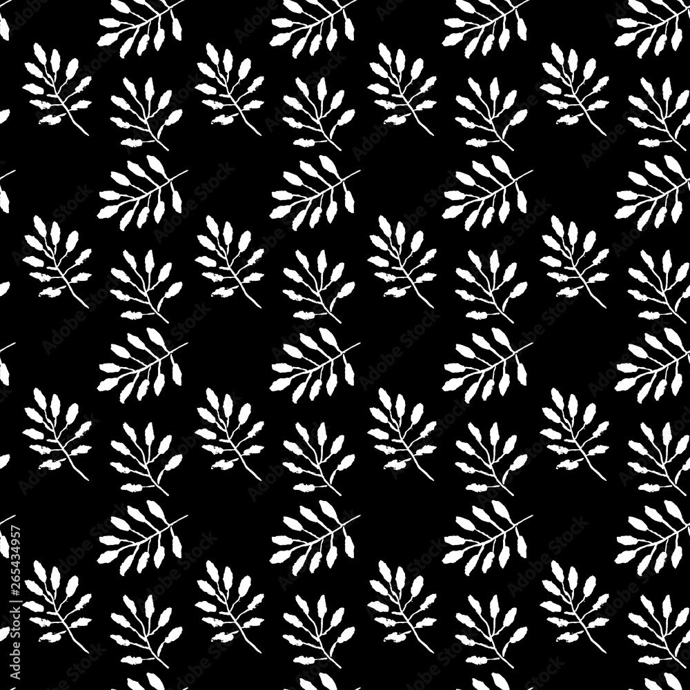 Leaves seamless pattern. Grunge vector dry brush illustration. Leaves seamless pattern. Grunge vector dry brush illustration.