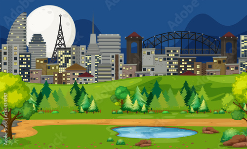 A park at night scene