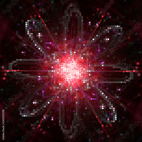 Concept of a quantum atom, digital illustration