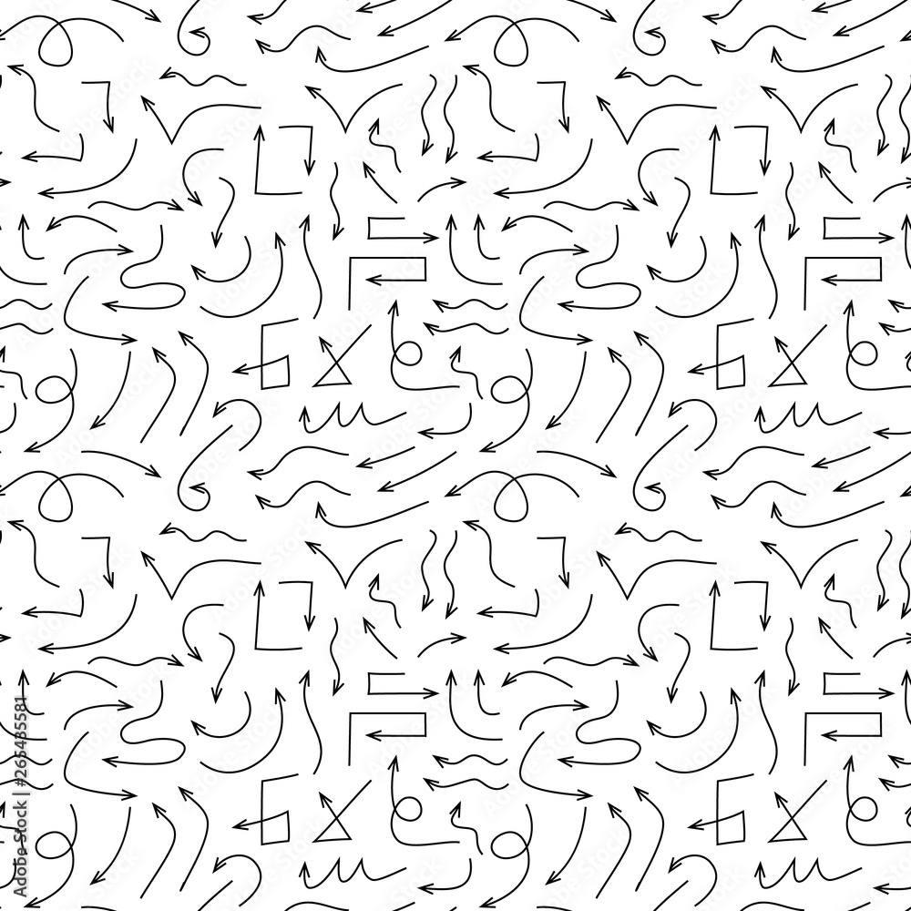 Arrow pattern. Ethnic seamless pattern with arrows. Tribal hand drawn background. Design for wrapping paper, wallpaper, fabric. Vector illustration