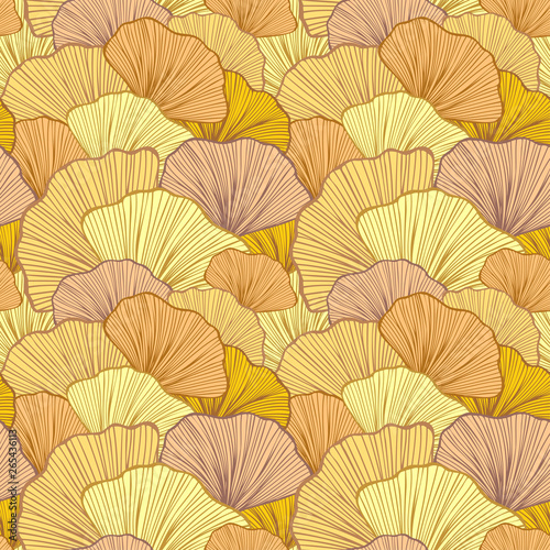 Beautiful Seamless pattern with colorful leaves or with abstract shrubs in beige colors  for wallpaper or for  textile  fashion drapery clothes or for decoration package or other things