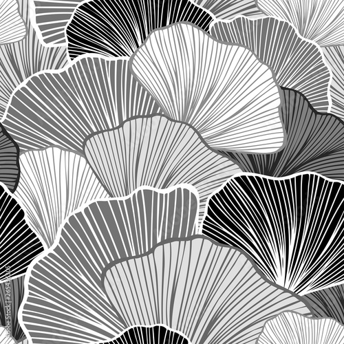 Beautiful Seamless pattern with leaves or with abstract shrubs in grey silver colors for wallpaper or for  textile  fashion drapery clothes or for decoration package or other things