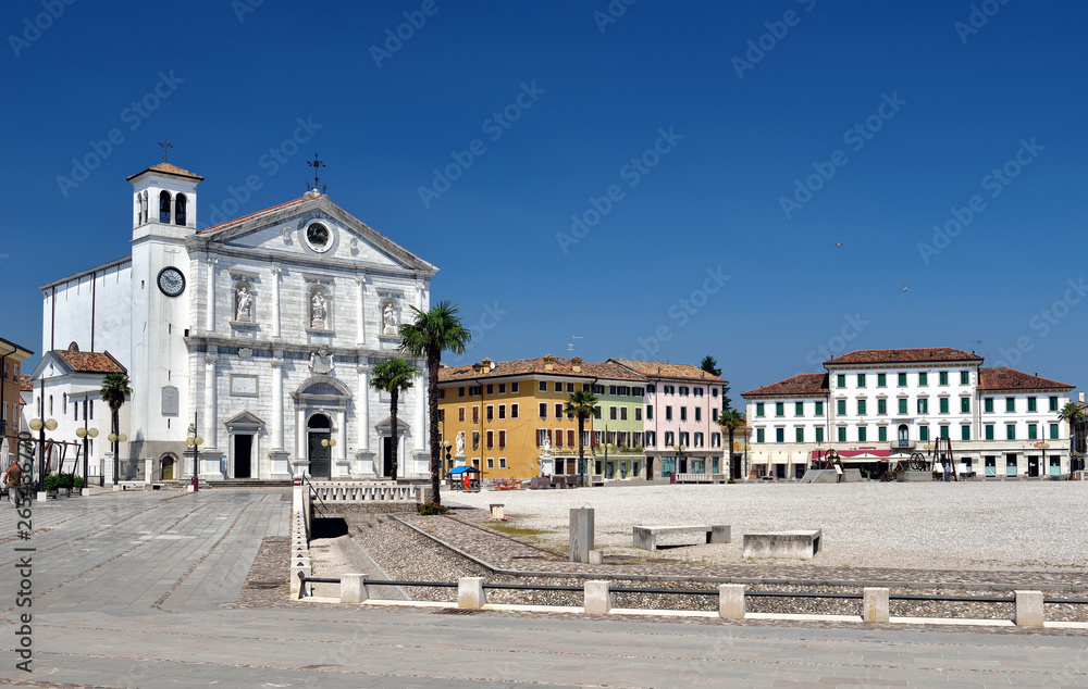 PALMANOVA ITALY ON SUMMER: Palmanova, with its nine-pointed star structure, was conceived as an inexpugnable defensive system Italy, Udine Friuli-Venezia-Giulia region. The cathedral. PALMANOVA ITALY ON SUMMER: Palmanova, with its nine-pointed star structure, was conceived as an inexpugnable defensive system Italy, Udine Friuli-Venezia-Giulia region. The cathedral.