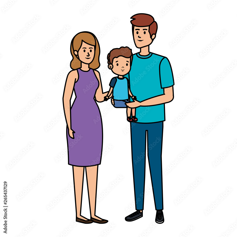 parents couple with son characters