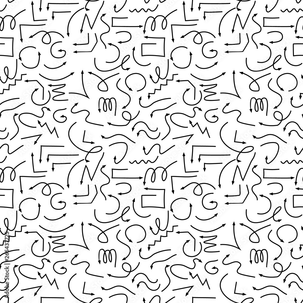 Arrow pattern. Ethnic seamless pattern with arrows. Tribal hand drawn background. Design for wrapping paper, wallpaper, fabric. Vector illustration