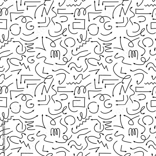 Arrow pattern. Ethnic seamless pattern with arrows. Tribal hand drawn background. Design for wrapping paper, wallpaper, fabric. Vector illustration © Aygun