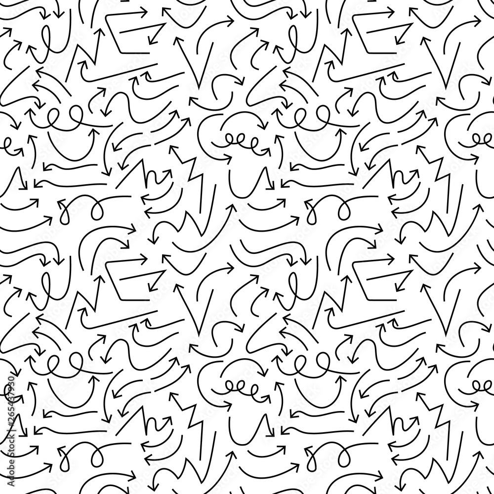 Arrow pattern. Ethnic seamless pattern with arrows. Tribal hand drawn background. Design for wrapping paper, wallpaper, fabric. Vector illustration