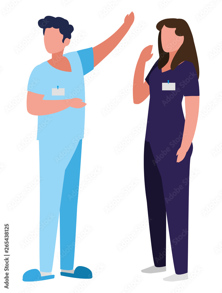 couple medicine workers with uniform characters couple medicine workers with uniform characters