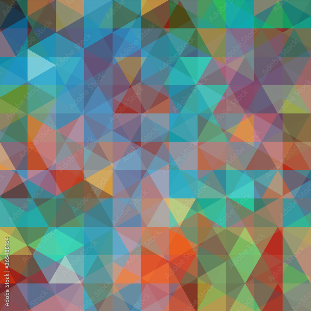 Abstract mosaic background. Triangle geometric background. Design elements. Vector illustration. Blue, green, orange colros.