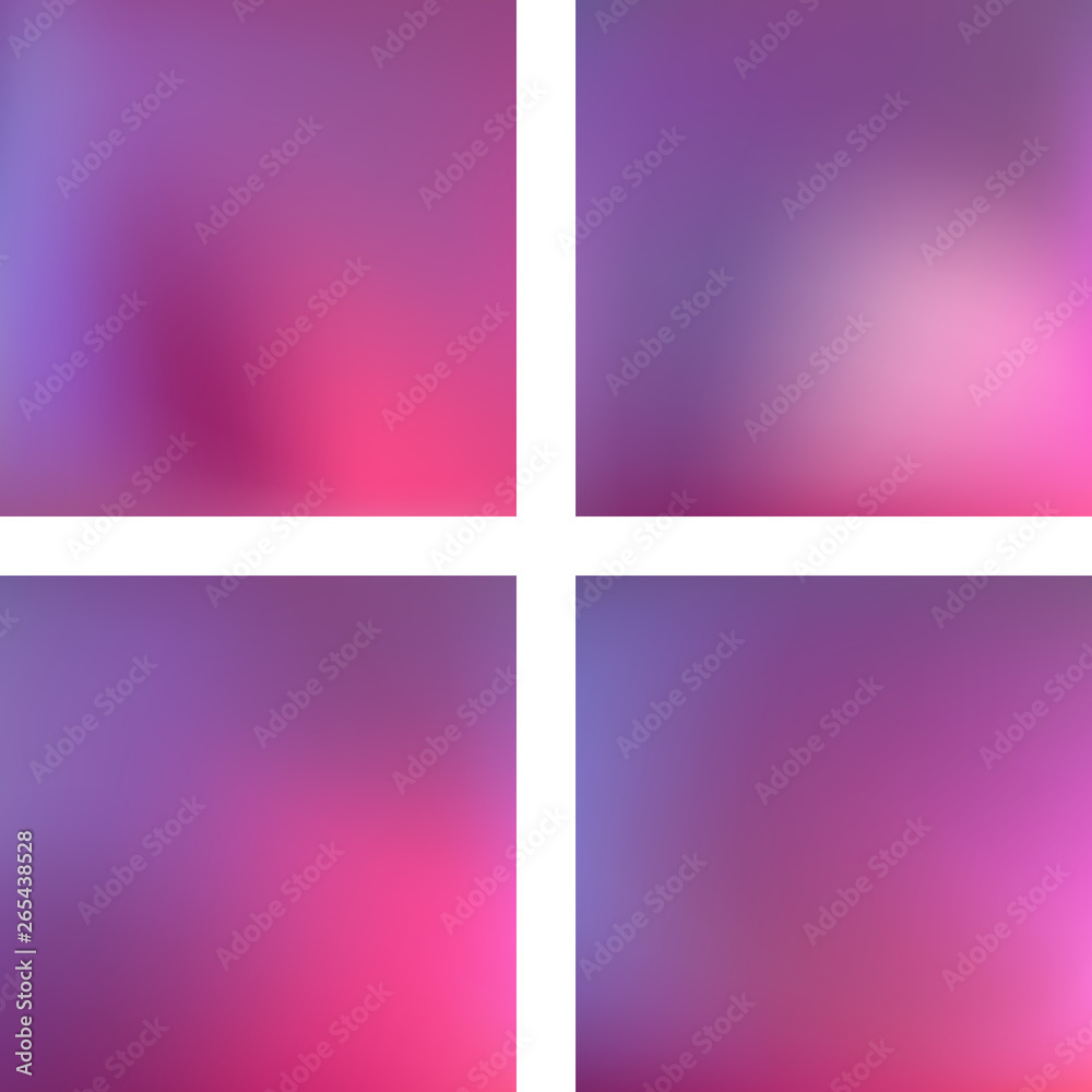 Fototapeta premium Set with pink abstract blurred backgrounds. Vector illustration. Modern geometrical backdrop. Abstract template.