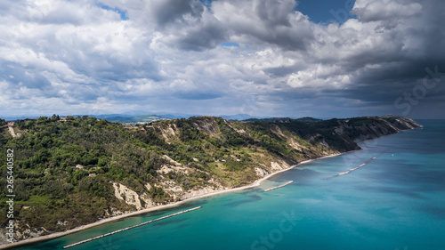 Italia, maggio 2019 - vista panoramica della citta di pesaro e della falesia a picco sul mare del parco san bartolo photo