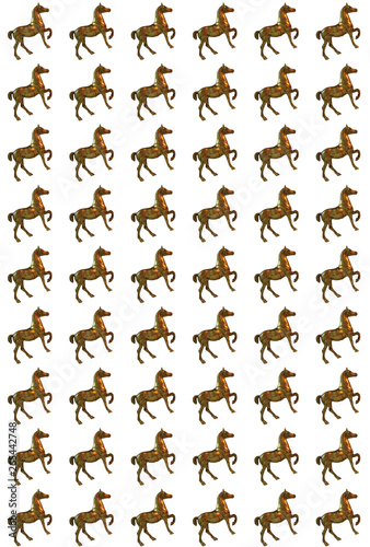 Pattern background made from figure of a brassy horse