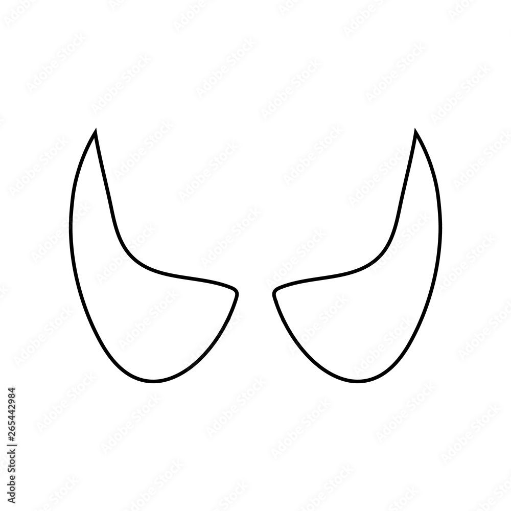 Outline devil horns isolated on white background. Line style. Clean and