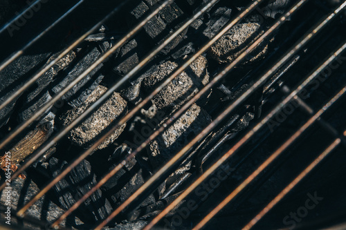 grill with hot coals in nature