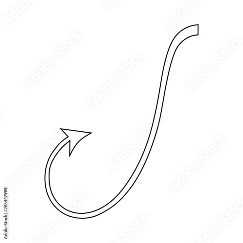 Outline devil tail isolated on white background. Line style. Clean and modern vector illustration for design, web.