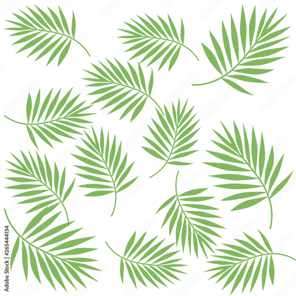 Green palm leaves summer pattern vector illustration