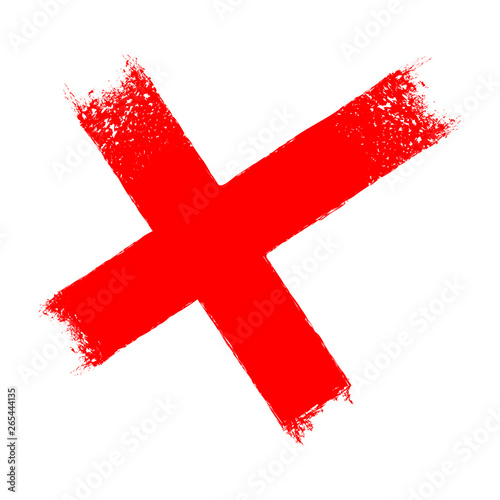 Red x cross grungy icon 