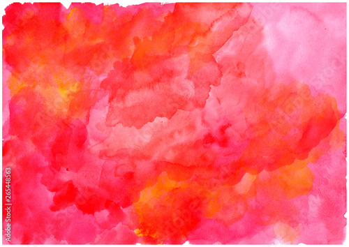 red watercolor abstract colorful touches on white background.Creative background for design and texts