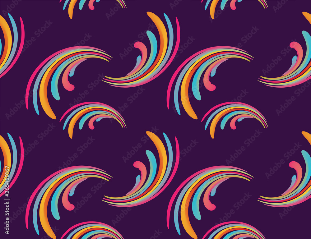 seamless pattern of abstract wavy element of coloured stripes