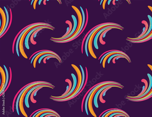 seamless pattern of abstract wavy element of coloured stripes