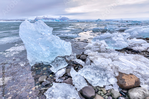 Icebergs in Jokulsarlon glacier lagoon, Iceland 