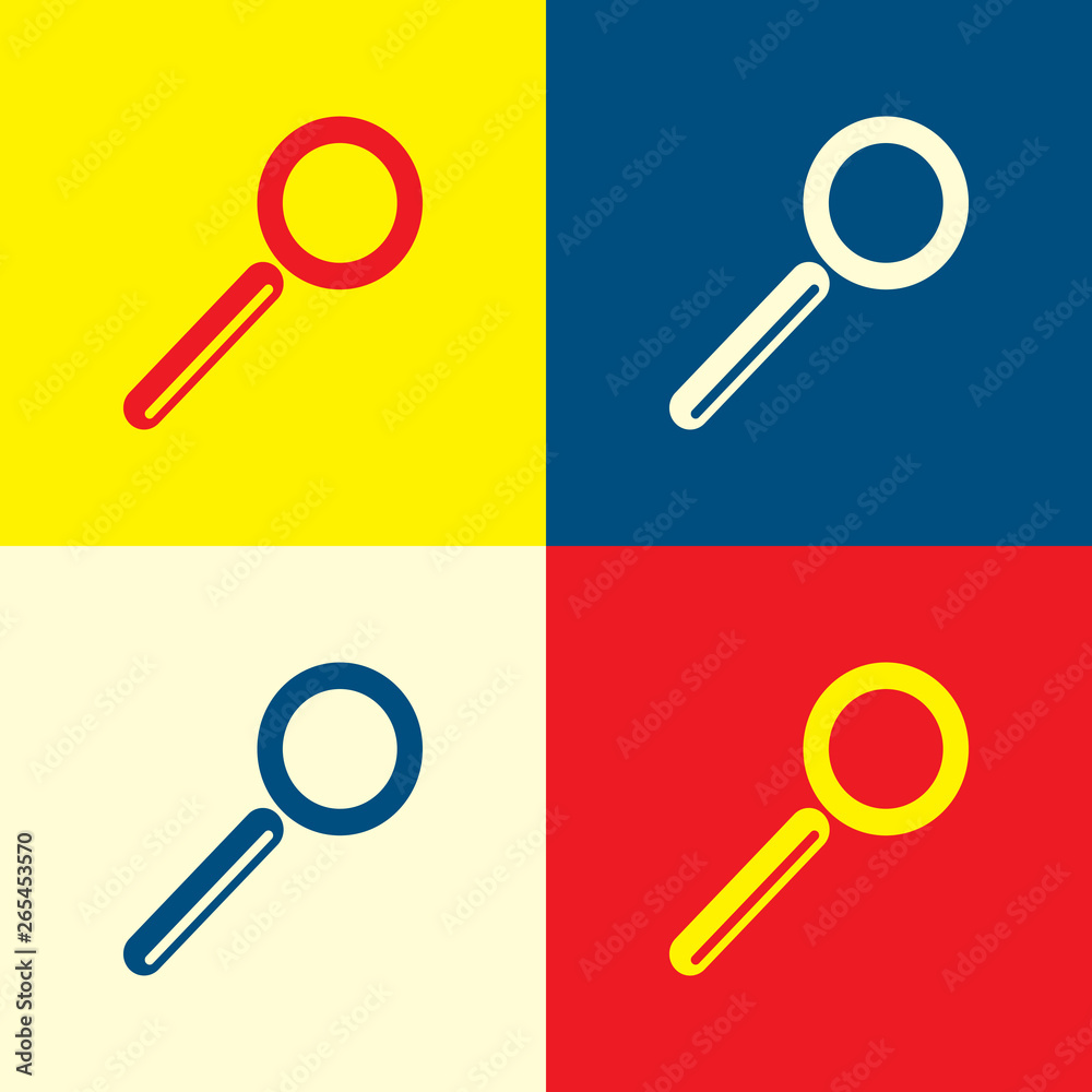 Search icon. Yellow, blue and red color material minimal icon or logo design Search icon. Yellow, blue and red color material minimal icon or logo design