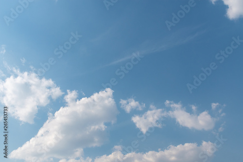 Beautiful fluffy clouds in the blue sky