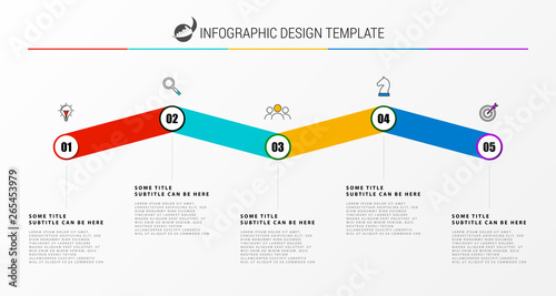 Infographic design template. Timeline concept with 5 steps