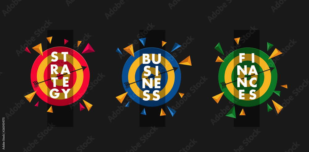 Obraz premium business finance strategy 3 graphic elements stylized typography on the targets