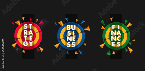 business finance strategy 3 graphic elements stylized typography on the targets