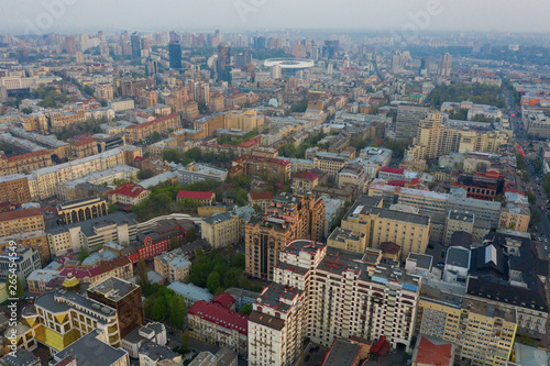 Aerial view of Sofievskaya Square and St. Sophia Cathedral in Kiev, Ukraine. Tourist Sight. Ukrainian baroque photo