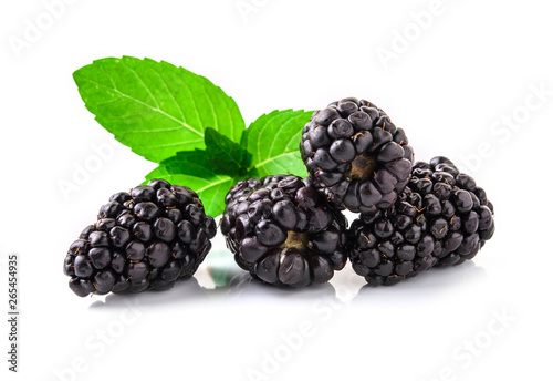 Closeup shot of fresh blackberries. Isolated on white