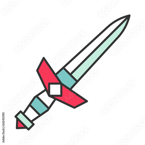 Medieval dagger color icon