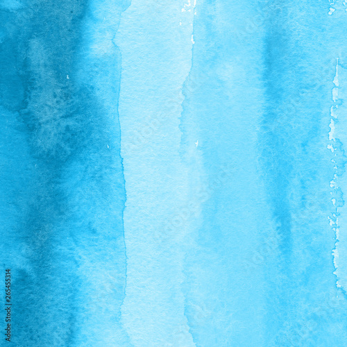 Colorful winter blue ink and watercolor textures on white paper background. Paint leaks and ombre effects. Hand painted abstract image. Deep sea.