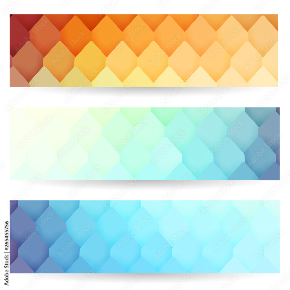 Abstract colorful banners with tiled 3d pattern