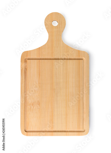 Wooden chopping board on a white background