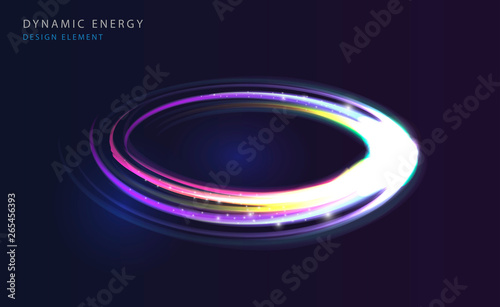 abstract glowing circle backround, neon lights in motion