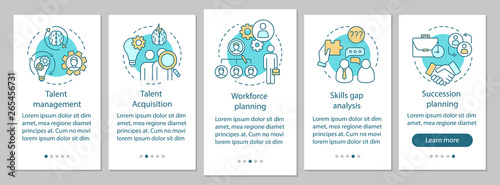 Talent management onboarding mobile app page screen vector template