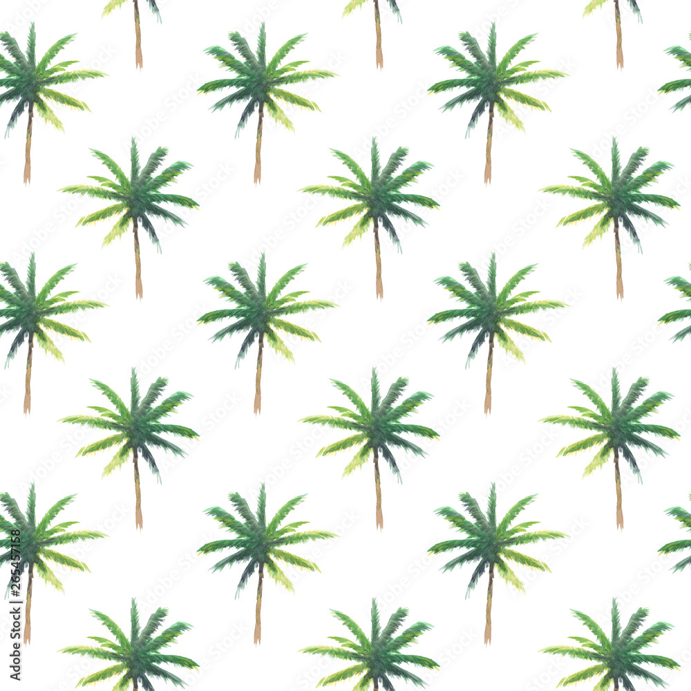 seamless pattern of hand paint watercolor palm tree, natural summer illustration seamless pattern of hand paint watercolor palm tree, natural summer illustration