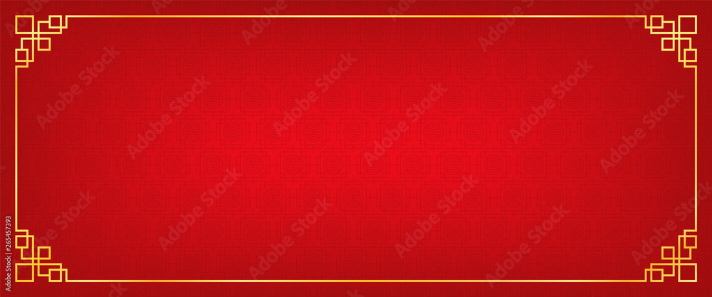chinese new year banner, abstract oriental background, red square window inspiration, vector illustration  - obrazy, fototapety, plakaty 